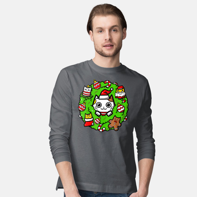 Catmas Holiday Wreath-Mens-Long Sleeved-Tee-bloomgrace28