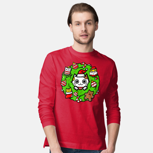 Catmas Holiday Wreath-Mens-Long Sleeved-Tee-bloomgrace28