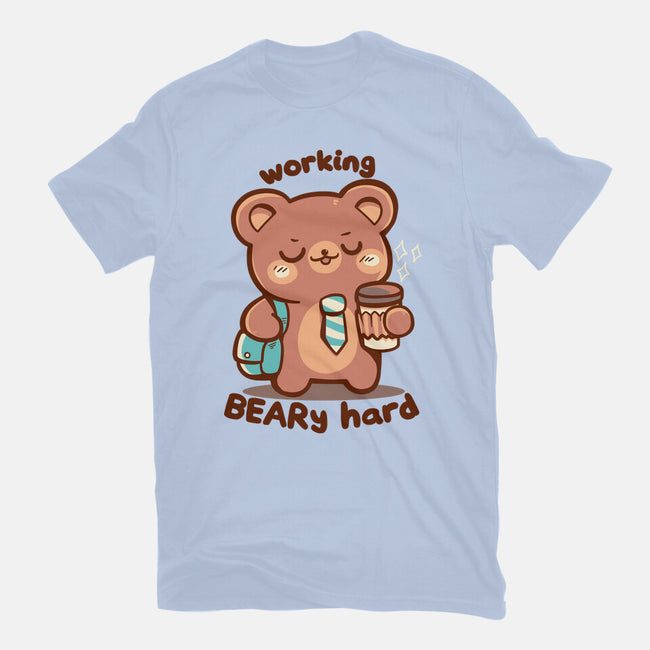 Working Beary Hard-Womens-Fitted-Tee-TechraNova