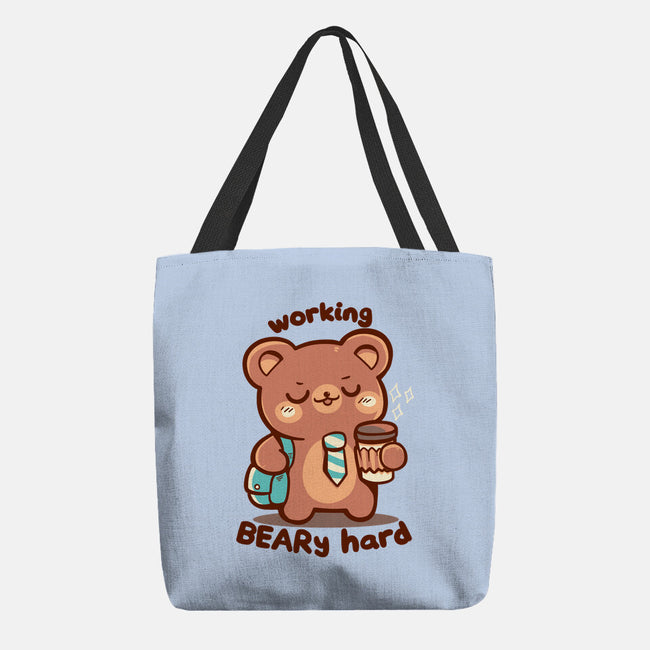 Working Beary Hard-None-Basic Tote-Bag-TechraNova