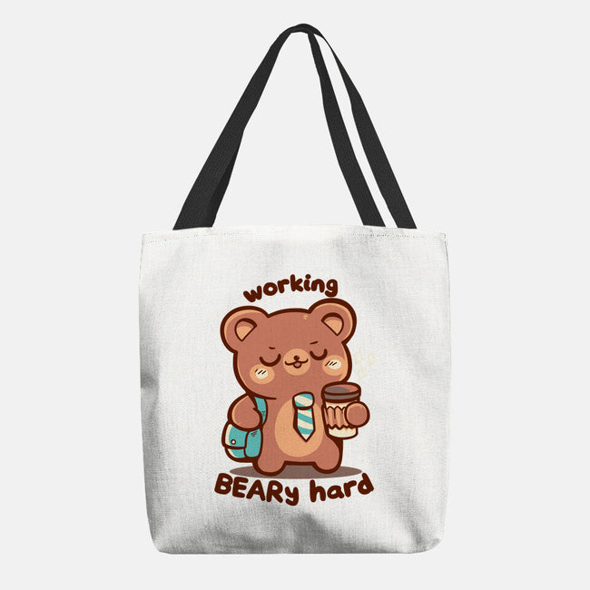 Working Beary Hard-None-Basic Tote-Bag-TechraNova