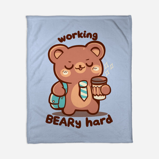 Working Beary Hard-None-Fleece-Blanket-TechraNova