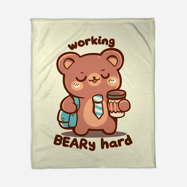 Working Beary Hard-None-Fleece-Blanket-TechraNova