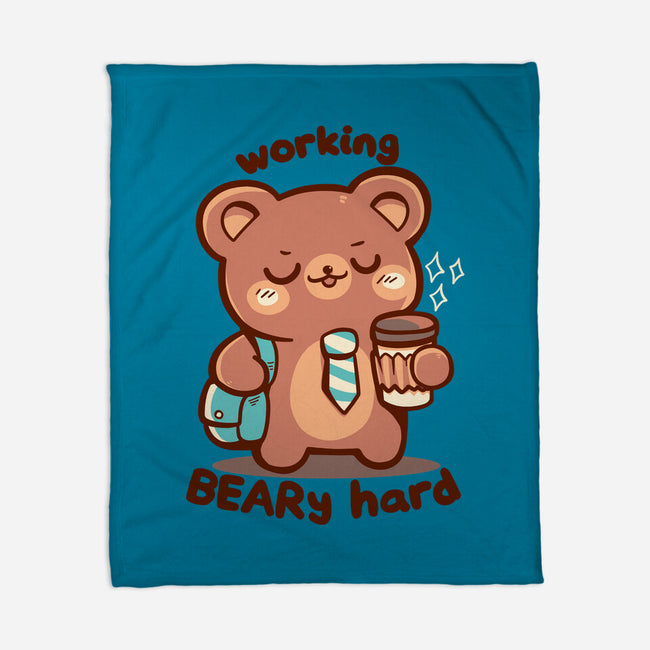 Working Beary Hard-None-Fleece-Blanket-TechraNova
