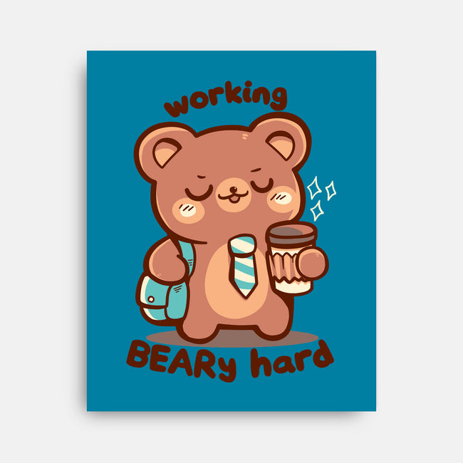 Working Beary Hard-None-Stretched-Canvas-TechraNova