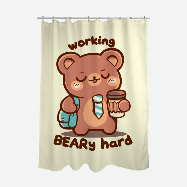 Working Beary Hard-None-Polyester-Shower Curtain-TechraNova