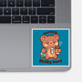 Working Beary Hard-None-Glossy-Sticker-TechraNova