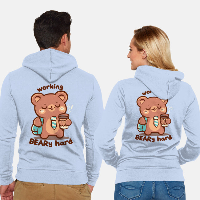 Working Beary Hard-Unisex-Zip-Up-Sweatshirt-TechraNova
