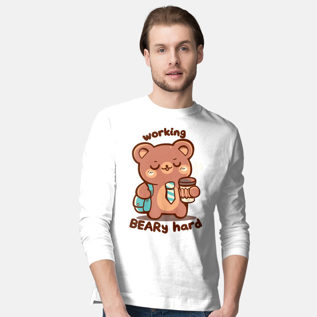 Working Beary Hard-Mens-Long Sleeved-Tee-TechraNova
