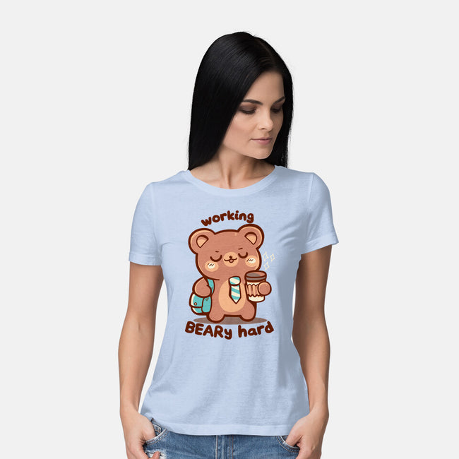 Working Beary Hard-Womens-Basic-Tee-TechraNova