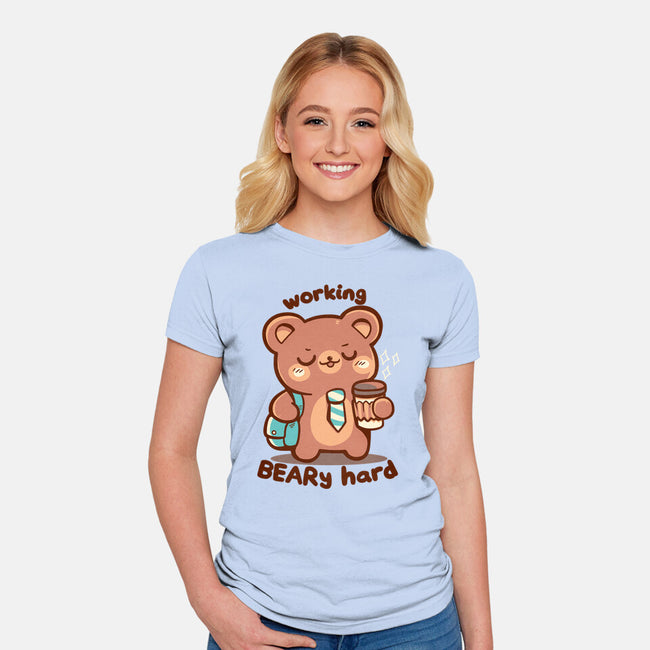 Working Beary Hard-Womens-Fitted-Tee-TechraNova