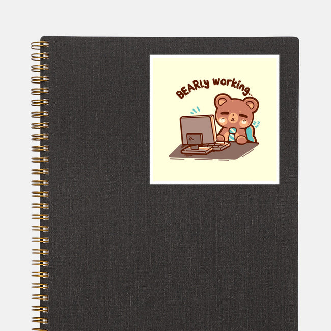 Bearly Working-None-Glossy-Sticker-TechraNova