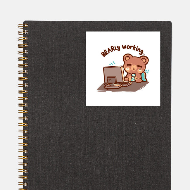 Bearly Working-None-Glossy-Sticker-TechraNova