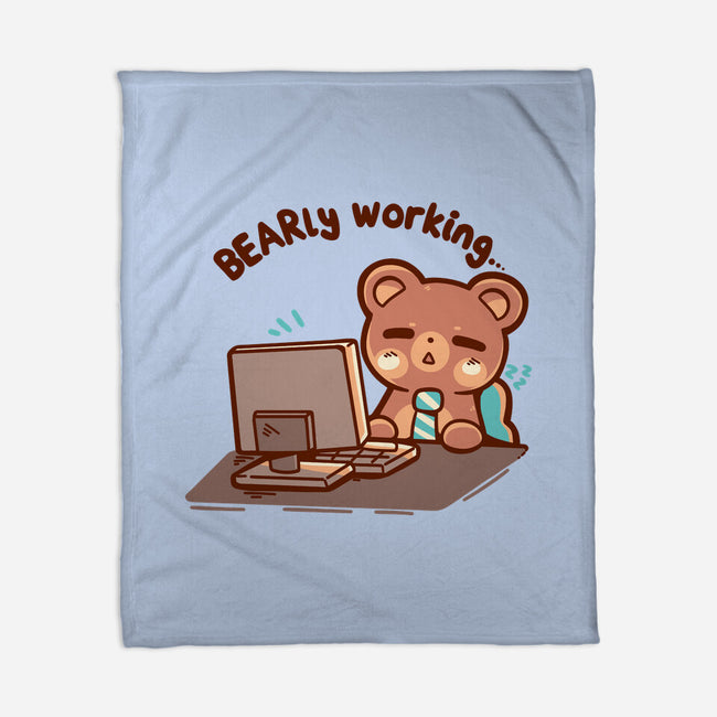 Bearly Working-None-Fleece-Blanket-TechraNova