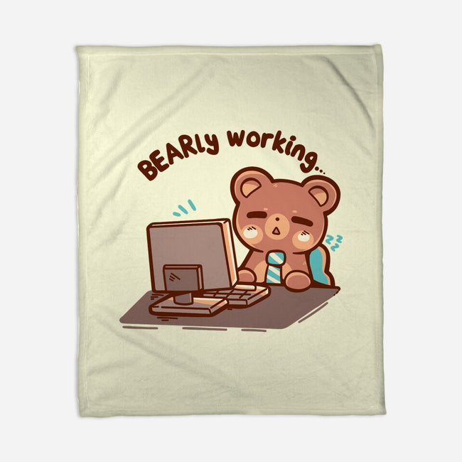 Bearly Working-None-Fleece-Blanket-TechraNova