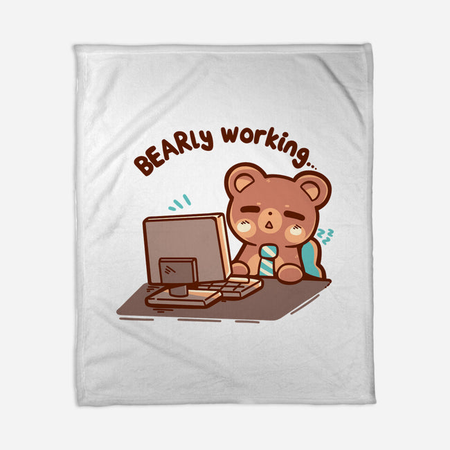 Bearly Working-None-Fleece-Blanket-TechraNova
