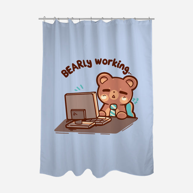 Bearly Working-None-Polyester-Shower Curtain-TechraNova
