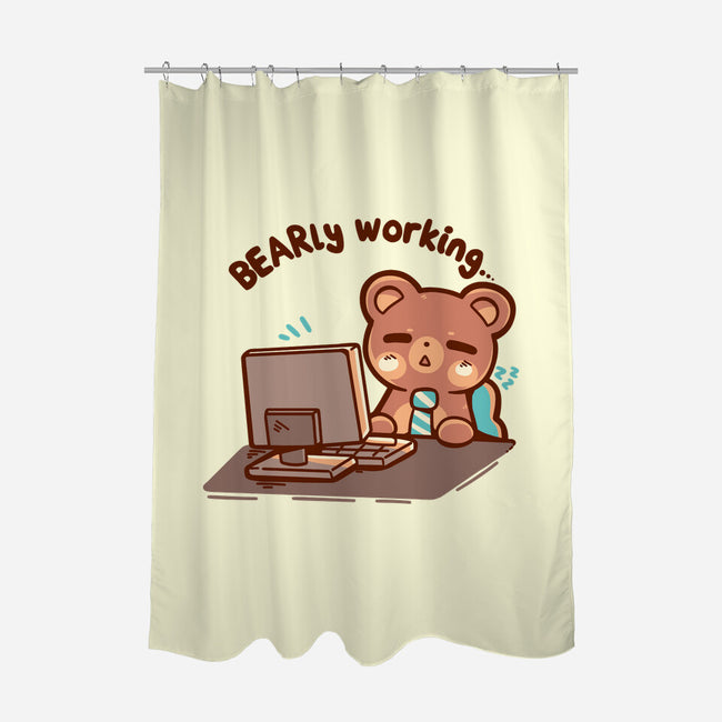 Bearly Working-None-Polyester-Shower Curtain-TechraNova
