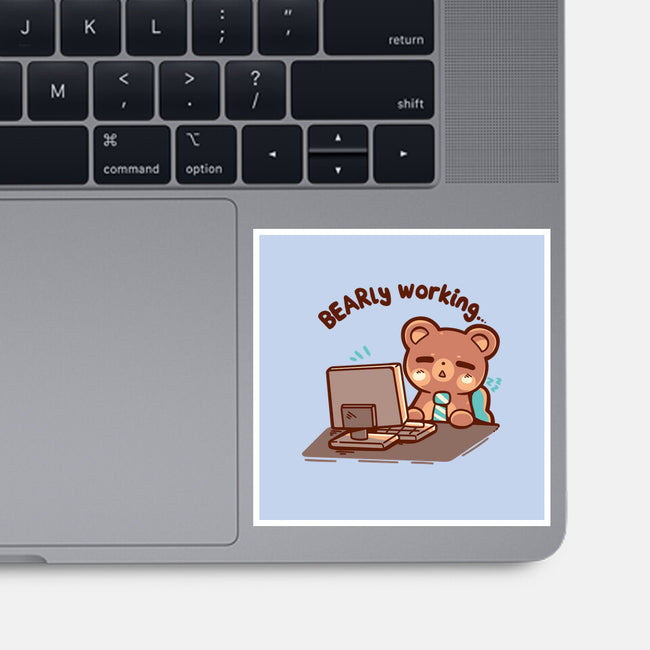 Bearly Working-None-Glossy-Sticker-TechraNova
