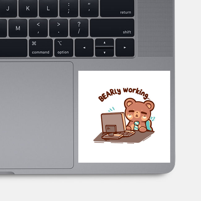 Bearly Working-None-Glossy-Sticker-TechraNova