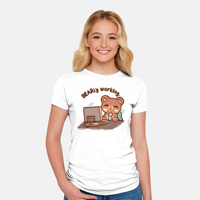 Bearly Working-Womens-Fitted-Tee-TechraNova