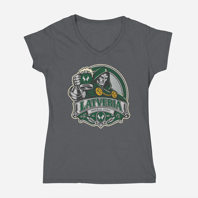 Latveria Imperial Stout-Womens-V-Neck-Tee-CarloJ1956
