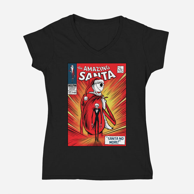 Amazing Santa-Womens-V-Neck-Tee-zascanauta