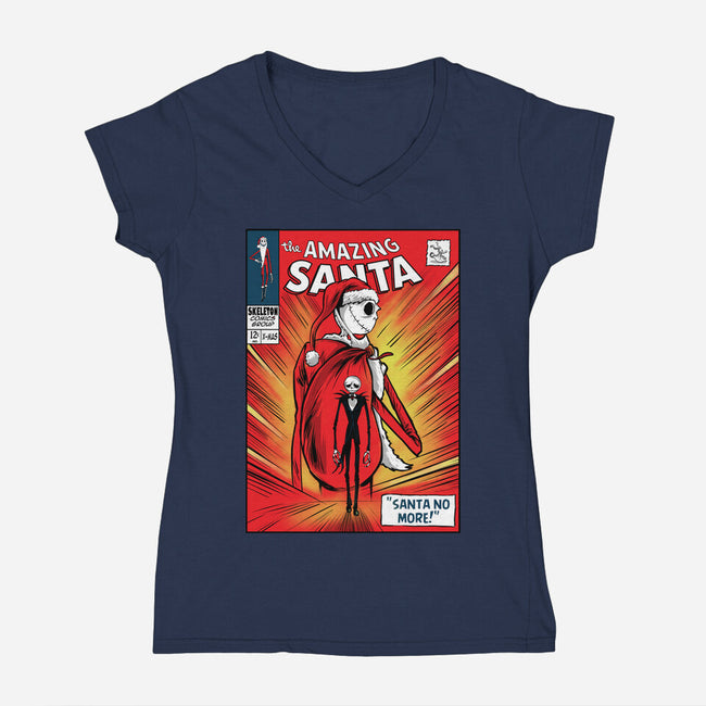 Amazing Santa-Womens-V-Neck-Tee-zascanauta