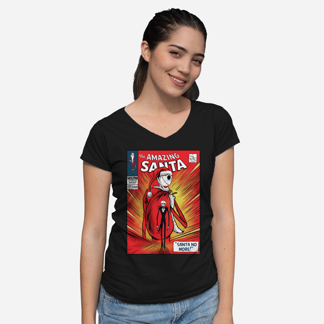 Amazing Santa-Womens-V-Neck-Tee-zascanauta