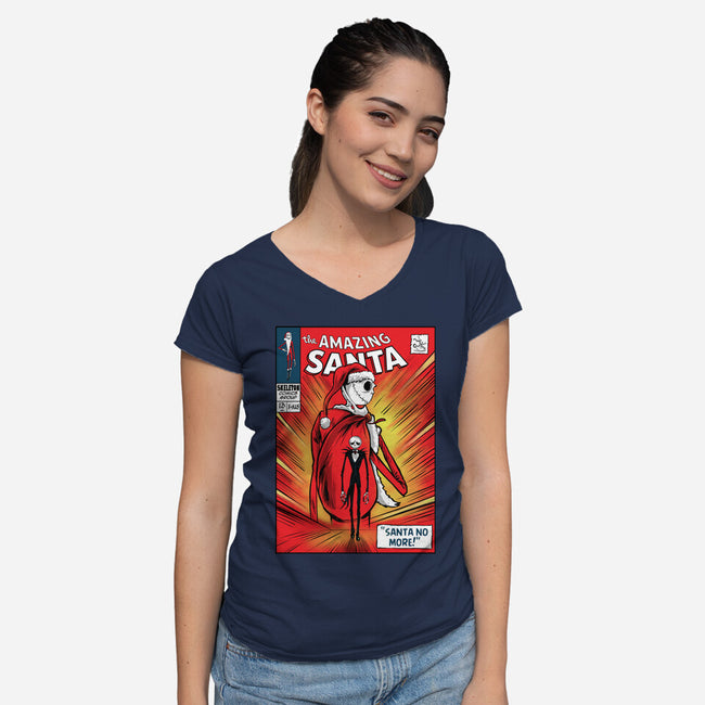 Amazing Santa-Womens-V-Neck-Tee-zascanauta
