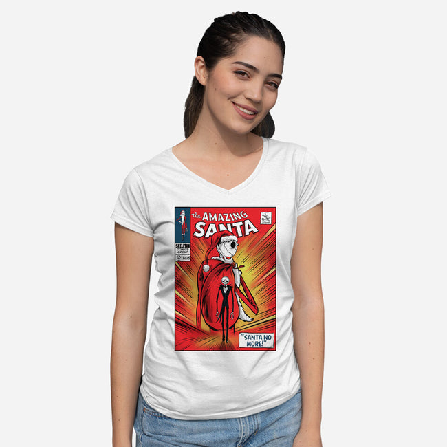 Amazing Santa-Womens-V-Neck-Tee-zascanauta
