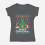 Hoppy Christmas Tree Frog-Womens-V-Neck-Tee-NemiMakeit