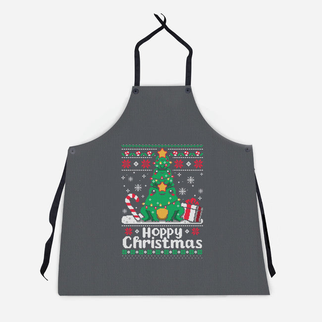 Hoppy Christmas Tree Frog-Unisex-Kitchen-Apron-NemiMakeit