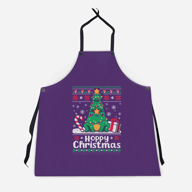 Hoppy Christmas Tree Frog-Unisex-Kitchen-Apron-NemiMakeit