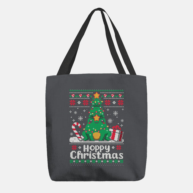Hoppy Christmas Tree Frog-None-Basic Tote-Bag-NemiMakeit
