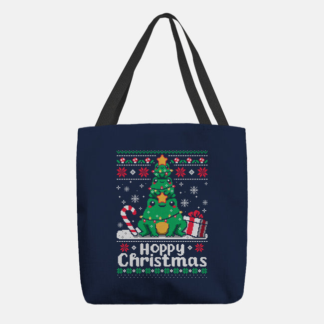 Hoppy Christmas Tree Frog-None-Basic Tote-Bag-NemiMakeit
