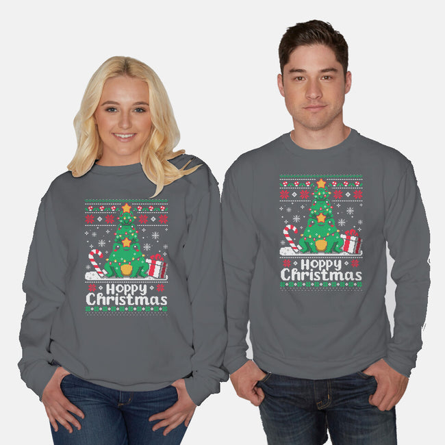 Hoppy Christmas Tree Frog-Unisex-Crew Neck-Sweatshirt-NemiMakeit