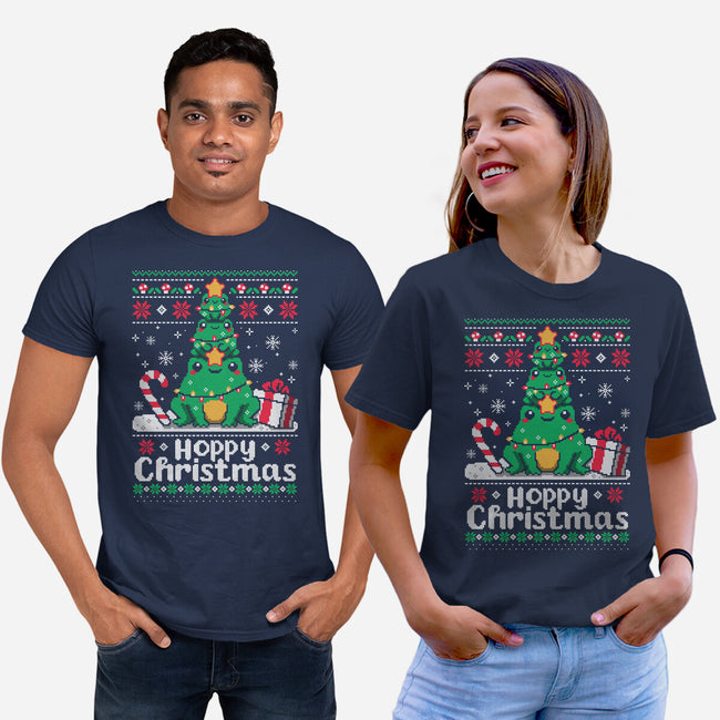 Hoppy Christmas Tree Frog-Unisex-Basic-Tee-NemiMakeit