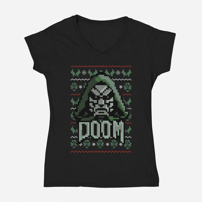 Doomsmas-Womens-V-Neck-Tee-fanfabio