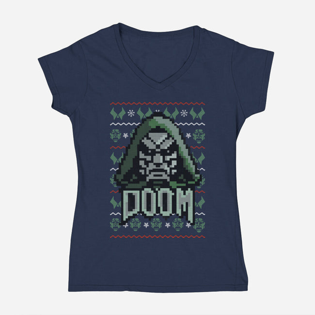 Doomsmas-Womens-V-Neck-Tee-fanfabio