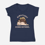 Always Busy Doing Nothing Cats-Womens-V-Neck-Tee-tobefonseca