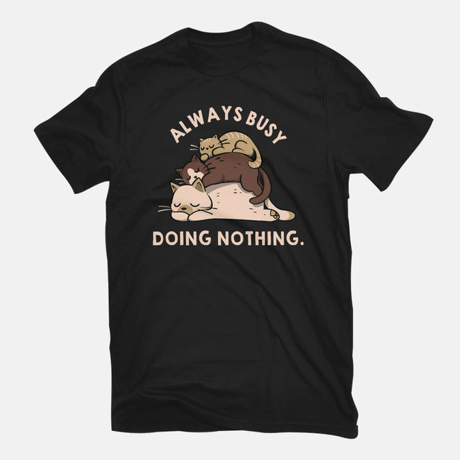 Always Busy Doing Nothing Cats-Womens-Basic-Tee-tobefonseca