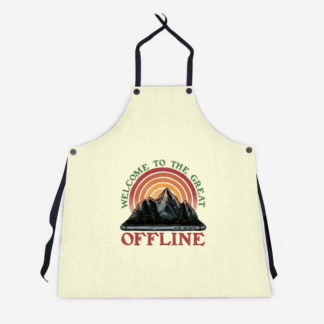 Welcome To The Great Offline-Unisex-Kitchen-Apron-glitchygorilla