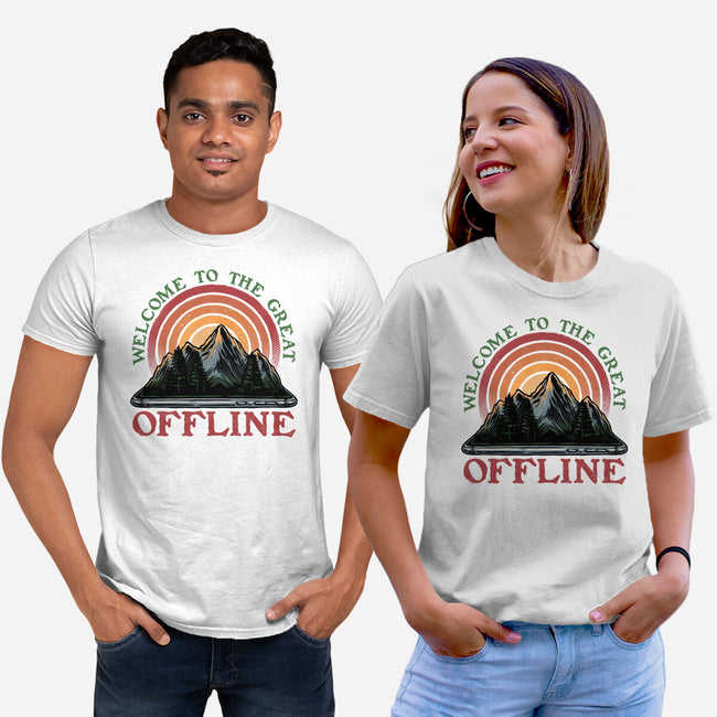 Welcome To The Great Offline-Unisex-Basic-Tee-glitchygorilla