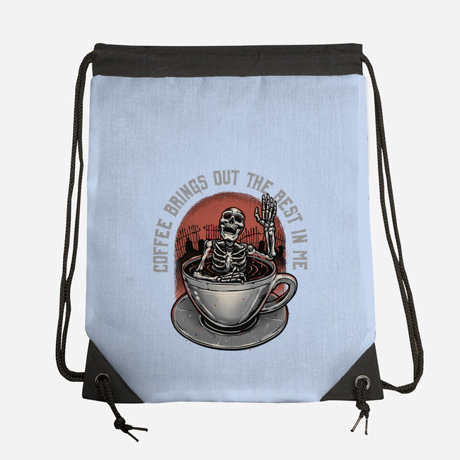 Coffee Brings Out The Best In Me-None-Drawstring-Bag-glitchygorilla