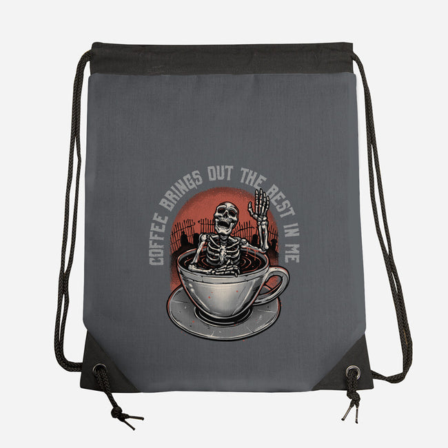 Coffee Brings Out The Best In Me-None-Drawstring-Bag-glitchygorilla