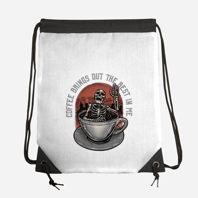 Coffee Brings Out The Best In Me-None-Drawstring-Bag-glitchygorilla