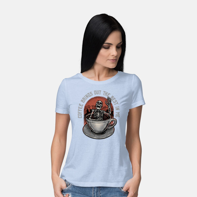 Coffee Brings Out The Best In Me-Womens-Basic-Tee-glitchygorilla