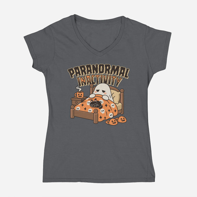 Spooky Paranormal Inactivity-Womens-V-Neck-Tee-Popnotic