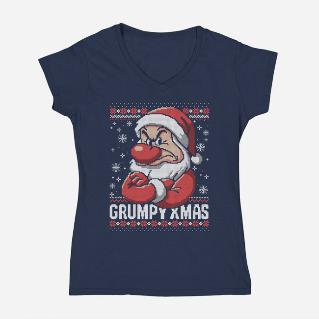 Grumpy Christmas-Womens-V-Neck-Tee-NemiMakeit